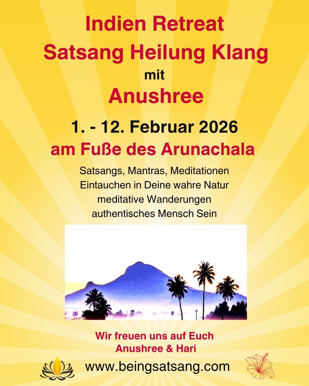 Event image for Indien Retreat Satsang Heilung Klang mit Anushree